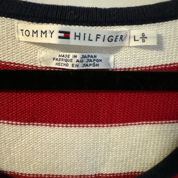 Tommy Hilfiger VTG Striped Red White Blue Star Ribbed Knit Sweater Vest Preppy L - Picture 3 of 9